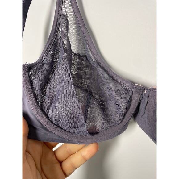 Victoria's Secret, Size 34D, Dusty Purple Demi Bra, Sheer Lace, 3 Way Straps - Picture 9 of 11